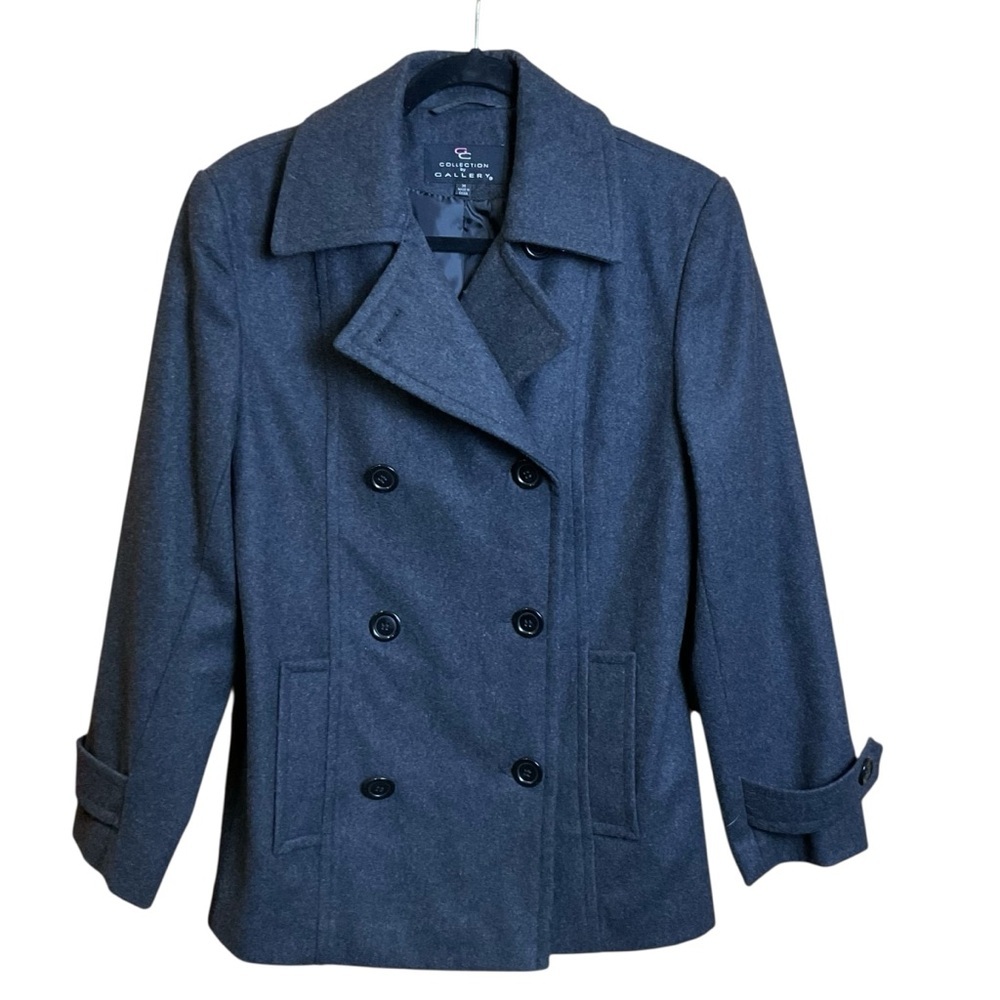 Collection by Gallery Charcoal Grey Wool Blend Peacoat Size M